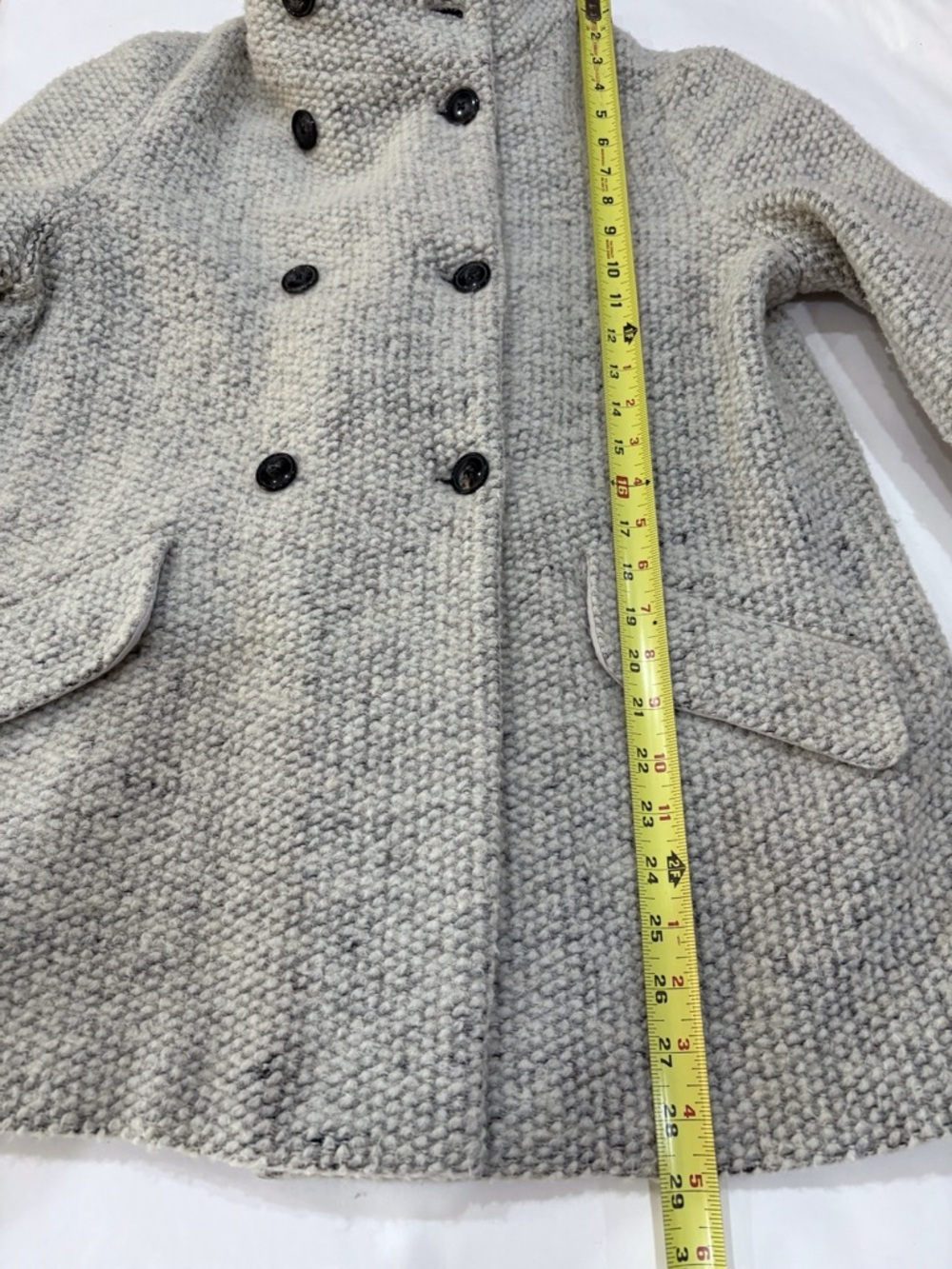 Joie Coat Women M Gray Wool Blend Textured Double Breasted Cozy Chic Minimalist - Picture 8 of 8